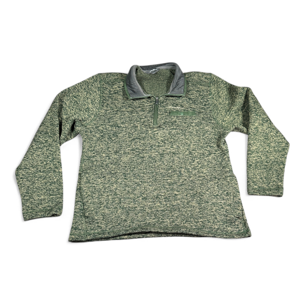 Eddie Bauer Sweater Adult LARGE Brown Green Fleece 1/4 Quarter Zip Pullover Gorp